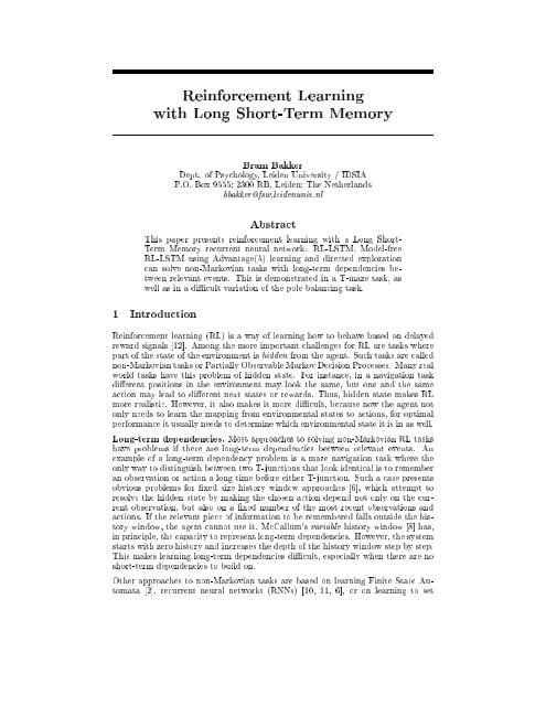 Reinforcement Learning with Long Short-Term Memory