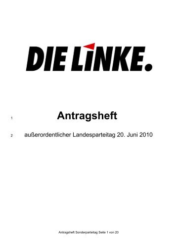 Antragsheft - DIE LINKE in Bremen