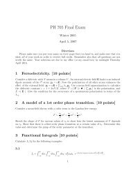 Advanced Statistical Mechanics Phys. 705 Take-Home Final Exam