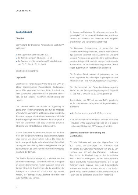 NOCH 2012 ZUM DPV - Dresdener Pensionskasse VVaG