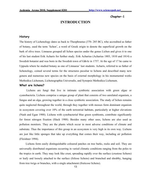 Ecological, Social and Commercial Role of Lichens in India with ...