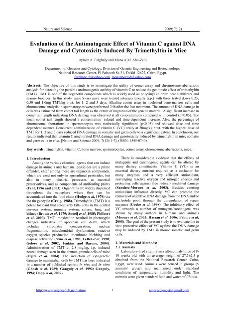 Evaluation of the Antimutagenic Effect of Vitamin C against DNA ...