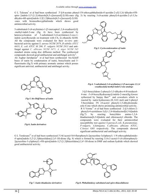 synthetic and biological multiplicity of isatin: a review - Sciensage.info