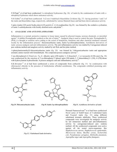 synthetic and biological multiplicity of isatin: a review - Sciensage.info