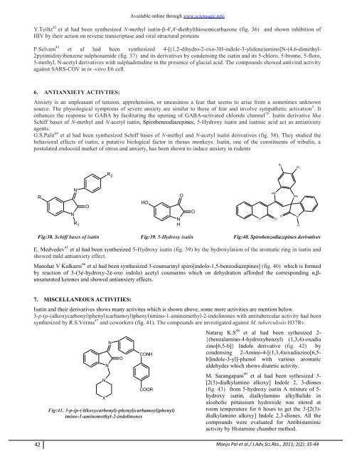 synthetic and biological multiplicity of isatin: a review - Sciensage.info