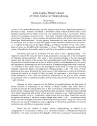 In the Light of Occam's Razor: A Critical Analysis of Parapsychology