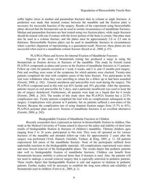 A Study of Tensile Degradation of Bioresorbable Materials Used for ...