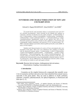 synthesis and characterization of new azo ... - Scientific Bulletin