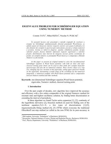 eigenvalue problem for schrÃ¶dinger equation ... - Scientific Bulletin