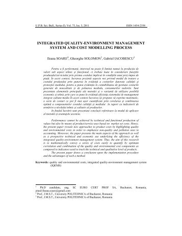 integrated quality-environment management ... - Scientific Bulletin