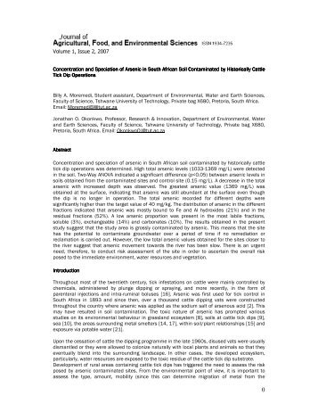 Concentration and Speciation of Arsenic in South African Soil ...