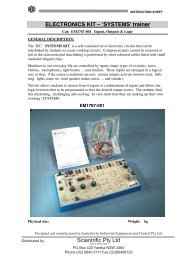 Electronics Kit - 'Systems' trainer, Instruction Sheets - Scientrific Pty Ltd