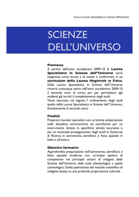 SCIENZE DELL'UNIVERSO