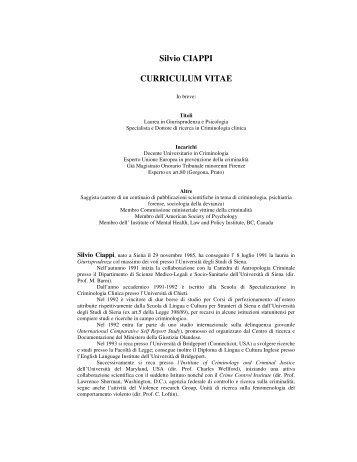 Silvio CIAPPI CURRICULUM VITAE - Scienze Medico Legali