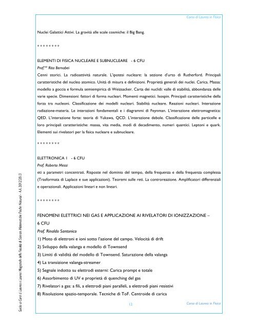 A.A. 2012/2013 - Macroarea di Scienze MFN