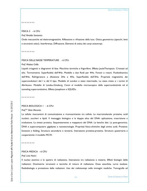 A.A. 2012/2013 - Macroarea di Scienze MFN