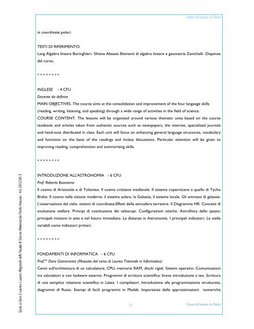 A.A. 2012/2013 - Macroarea di Scienze MFN