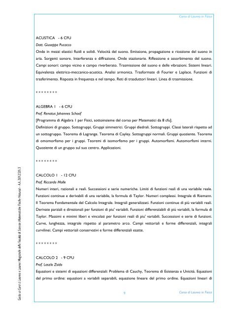 A.A. 2012/2013 - Macroarea di Scienze MFN