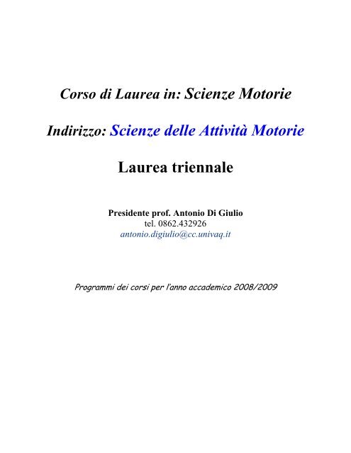 Scienze Motorie Corso di Laurea in - Scienze motorie - UniversitÃ  ...