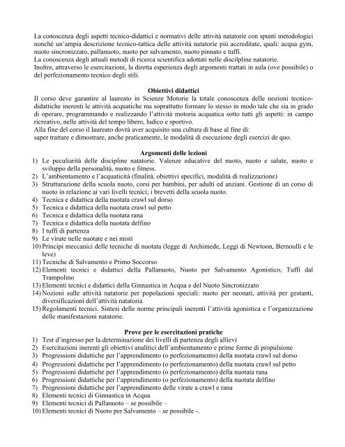 Scienze Motorie Corso di Laurea in - Scienze motorie - UniversitÃ  ...