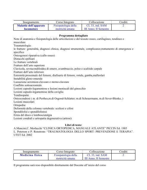 Scienze Motorie Corso di Laurea in - Scienze motorie - UniversitÃ  ...