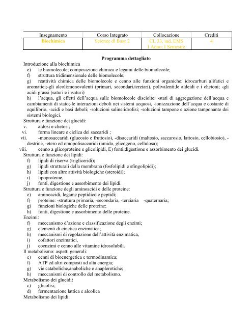 programmi dei corsi - Scienze motorie - UniversitÃ  degli Studi dell ...