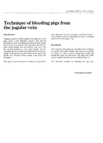 Technique of bleeding the jugular vein pigs from - SciQuest