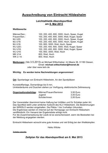 Zeitplan und Ausschreibung nun auch mit wU18 Speer - Scl ...