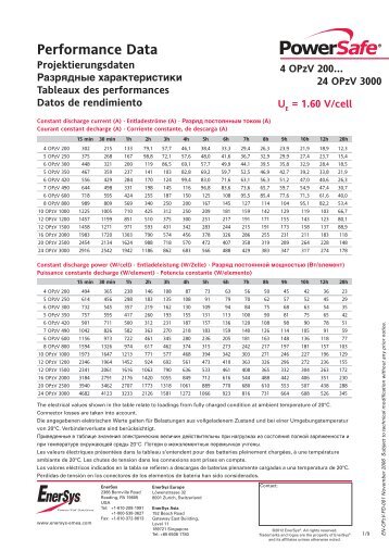 4 Opzv 200... 24 Opzv 3000 Performance Data ... - Enersys - EMEA