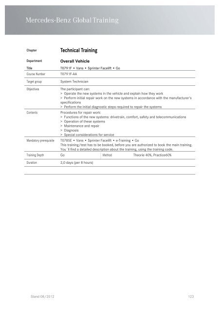 Training Program Worldwide Technical Training - Daimler