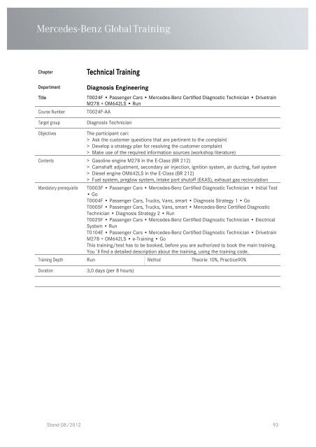 Training Program Worldwide Technical Training - Daimler