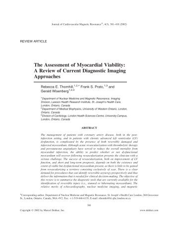 The Assessment of Myocardial Viability - Society of Cardiovascular ...