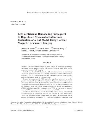 Left Ventricular Remodeling Subsequent to Reperfused Myocardial ...