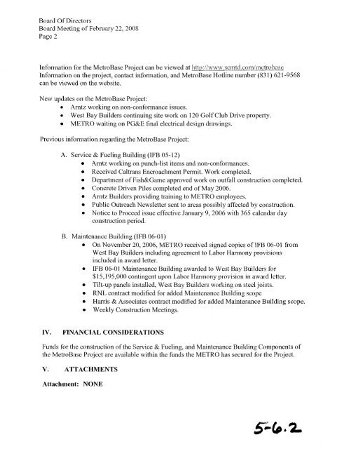 SCMTD Board of Directors Agenda of February 8, 2008 - Santa Cruz ...