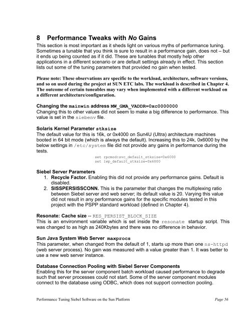 Performance Tuning Siebel Software on the Sun Platform