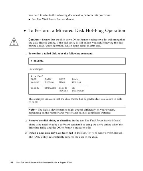 Sun Fire V445 Server Administration Guide - SCN Research