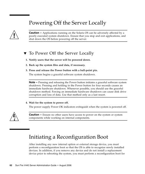 Sun Fire V445 Server Administration Guide - SCN Research