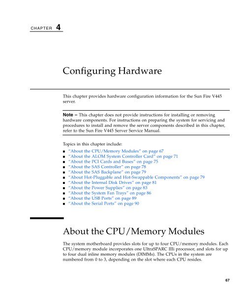 Sun Fire V445 Server Administration Guide - SCN Research