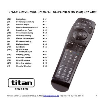 titan universal remote controls ur 2300, ur 2400 - Doknet