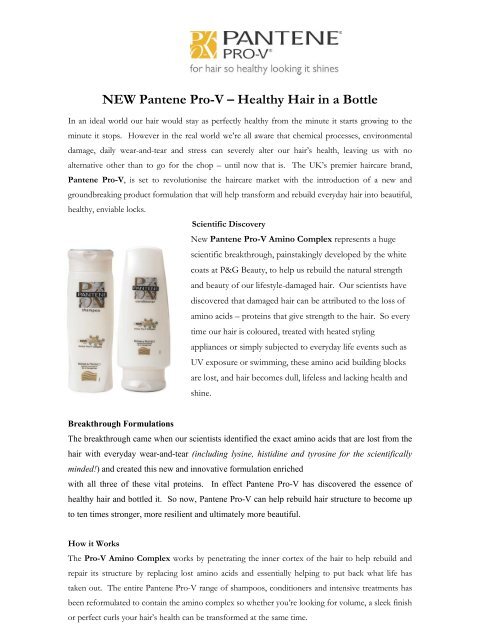 New Pantene Pro V A Healthy Hair In A Bottle P G Uk And Ireland