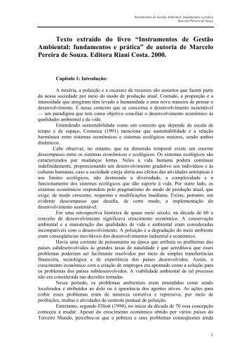 Texto extraÃ­do do livro âInstrumentos de GestÃ£o Ambiental ...