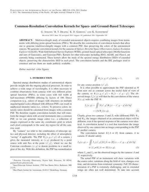 Common-Resolution Convolution Kernels for Space- and ... - Caltech