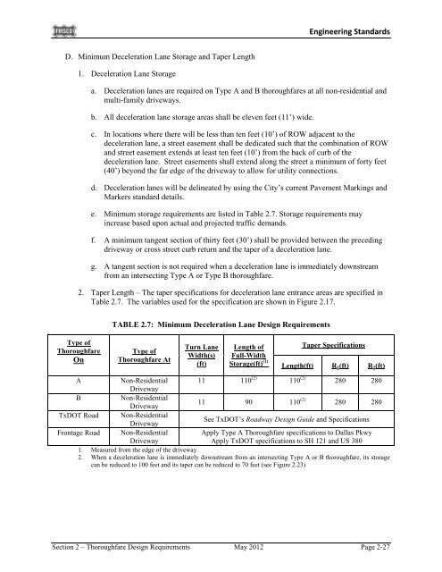 City of Frisco Engineering Standards