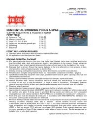 RESIDENTIAL SWIMMING POOLS & SPAS - City of Frisco