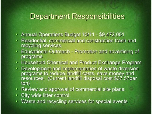 City of Frisco Environmental Services Division