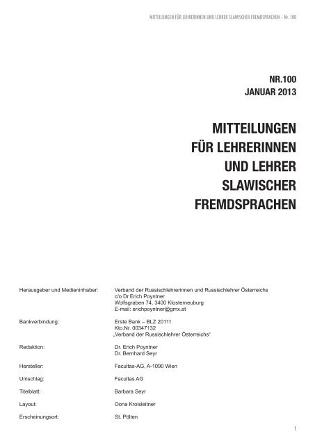 mitteilungen fÃ¼r lehrerinnen und lehrer ... - Russischlehrer.at