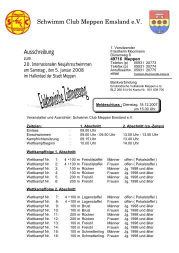 Schwimm Club Meppen Emsland e.V. Ausschreibung - DSV