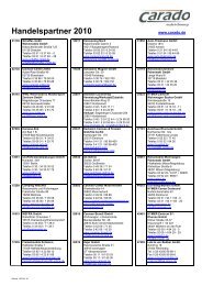 Händerliste Carado Deutschland Saison 2010 Stand 090410