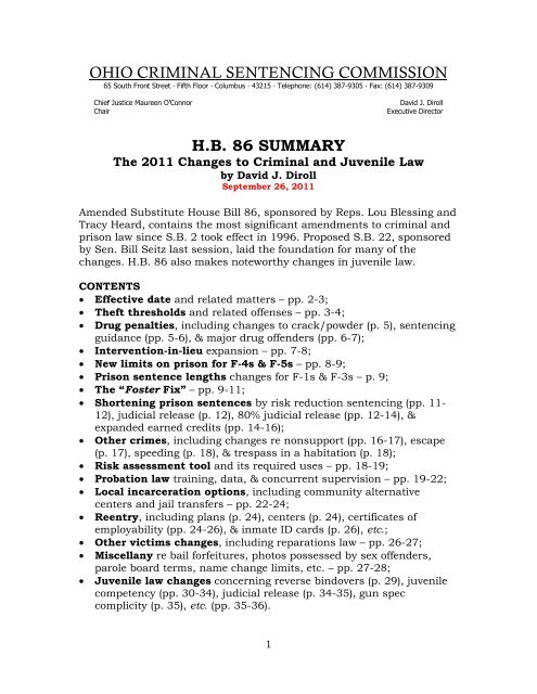 ohio criminal sentencing commission hb 86 summary - Supreme Court
