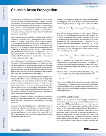 Gaussian Beam Propagation - CVI Melles Griot Technical Guide, Vol ...
